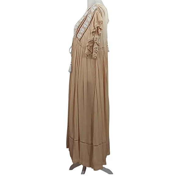 Free People Bali Will Wait For You Dress in Garbanzo Oversized Boho XS - Picture 12 of 16